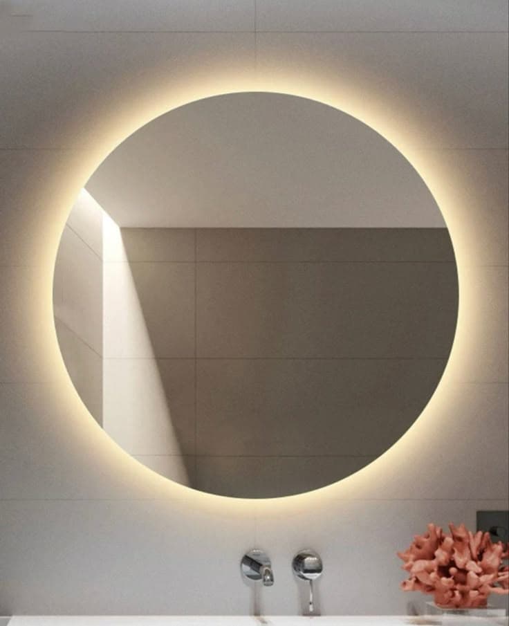 مرآة دائرية مضيئة LED – 80×80 سم