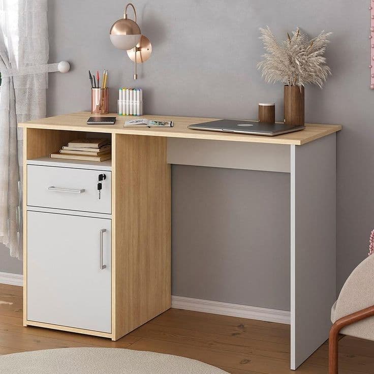 مكتب خشبي متعدد التخزين 120 سم